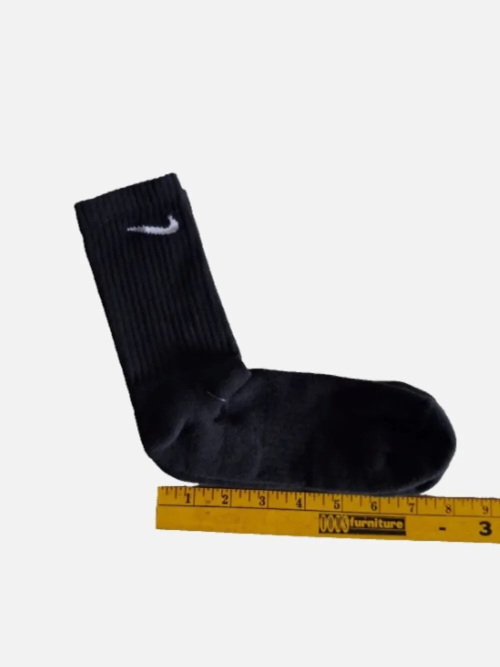 Nike Crew Socks Mid-calf Black Athletic mens size L 8-10 with White Swoosh